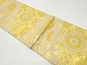 切り嵌め風蜀江華紋に七宝・花々模様織出し袋帯